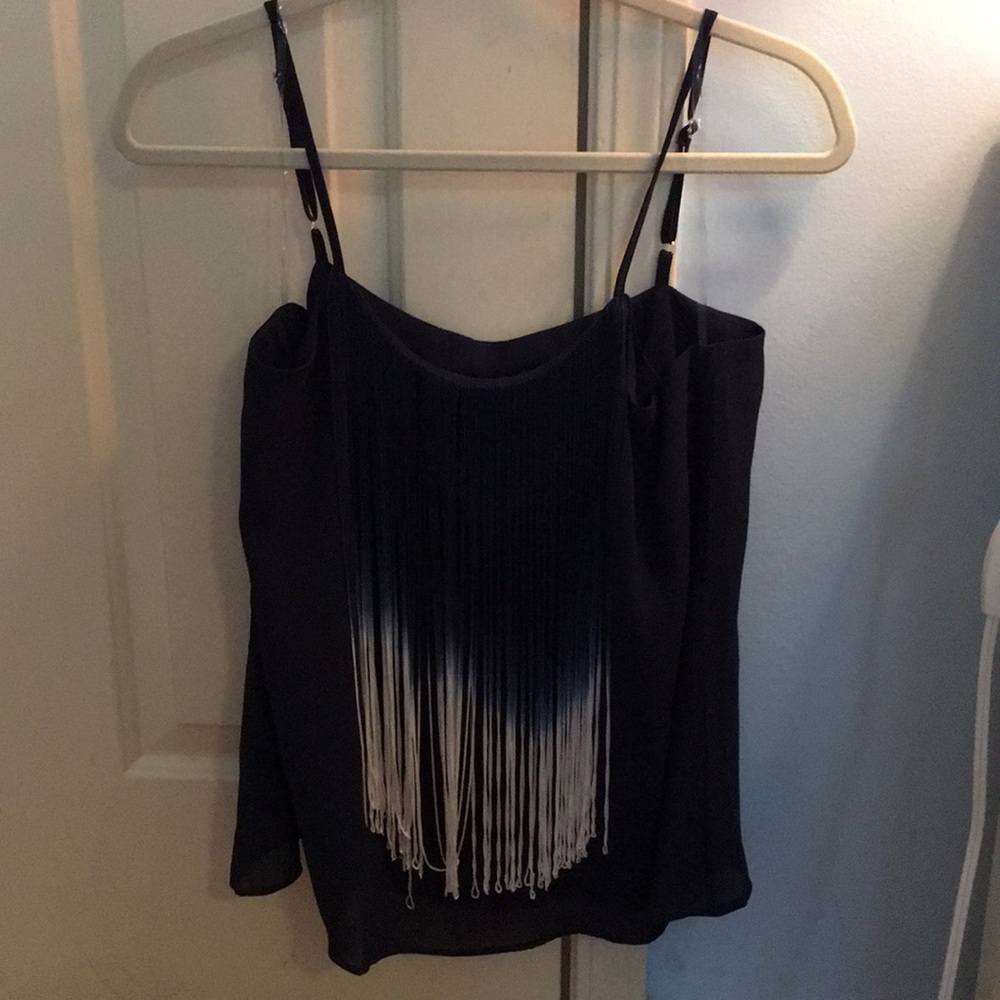 Blue ombré fringe tank